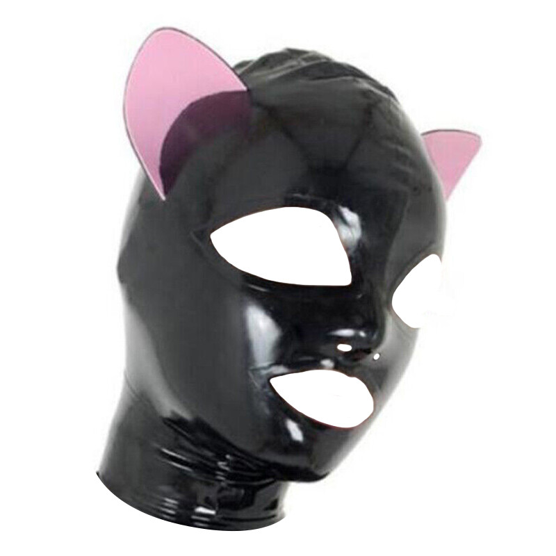 LateXcite Cagoule Cat Fetish Noir-Rose